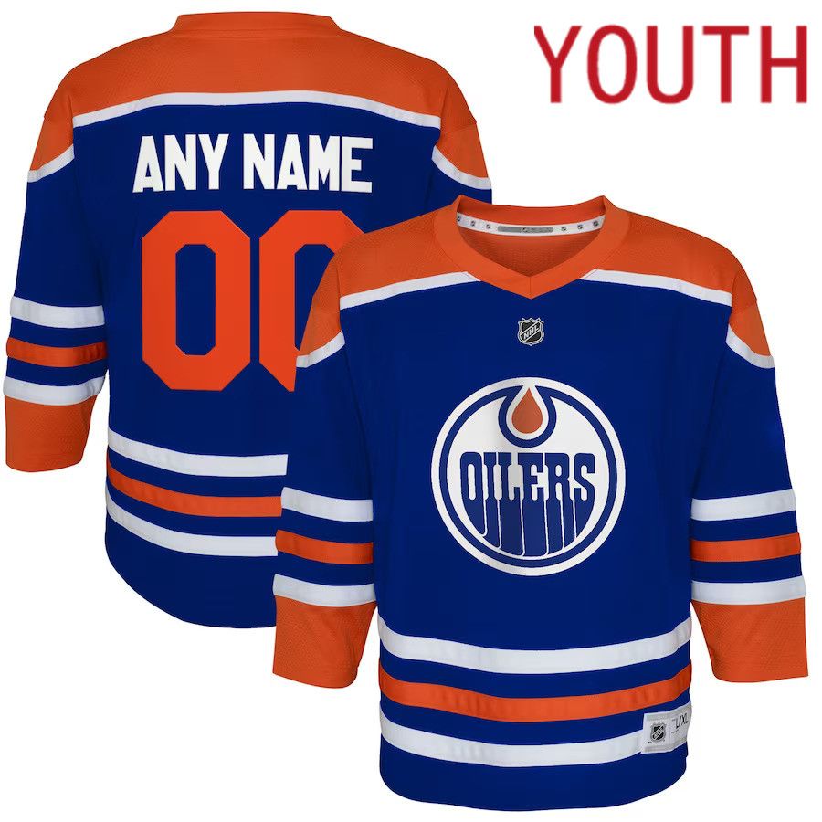 Youth Edmonton Oilers Royal Home Replica Custom NHL Jersey